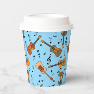 Gobelets En Papier Motif Guitare Music Notes