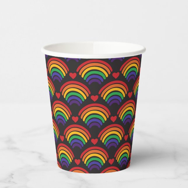 Gobelets En Papier Motif Heart & Rainbows (Gauche)