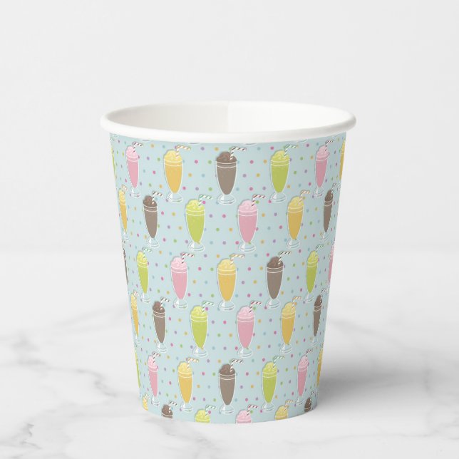 Gobelets En Papier Motif Milkshake (Gauche)