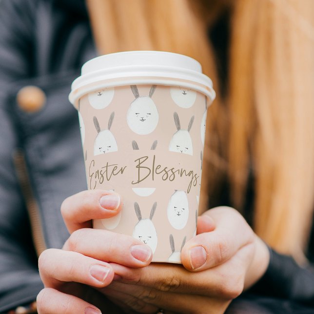 Gobelets En Papier Motif moderne Pastel Bunny Egg | Bénédictions de P (Créateur téléchargé)