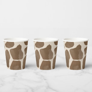 Gobelets En Papier Motif Poster de animal de Giraffe d'aquarelle