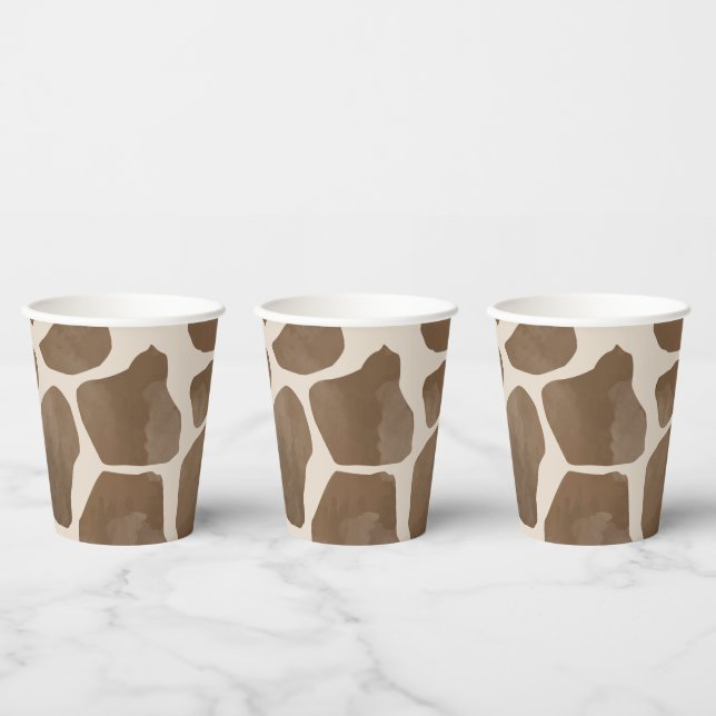 Gobelets En Papier Motif Poster de animal de Giraffe d'aquarelle (Multi)