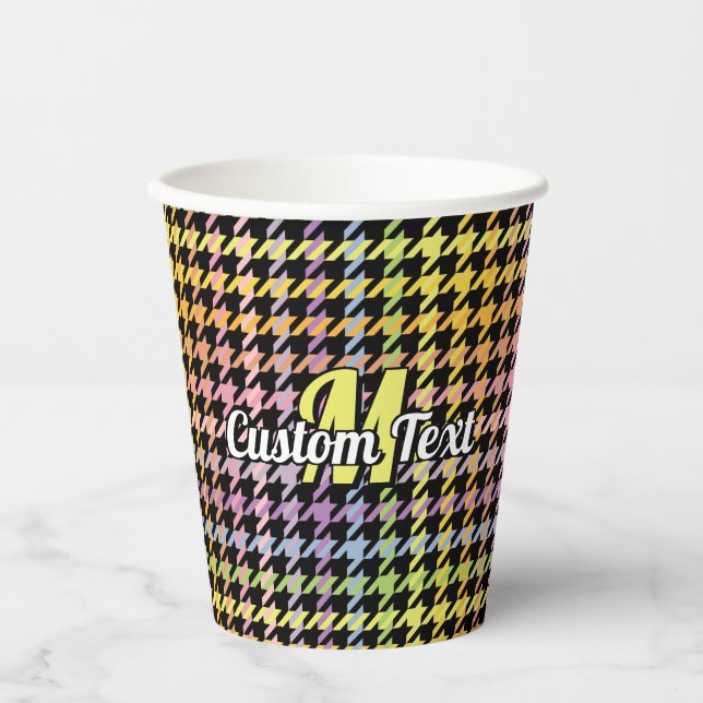 Gobelets En Papier Motif Rainbow Houndstooth (Recto)