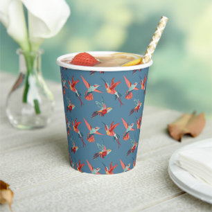 Gobelets En Papier Motif Retro Hummingbird