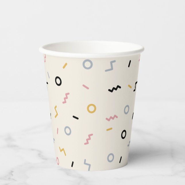 Gobelets En Papier Motif Retro Squiggle (Recto)