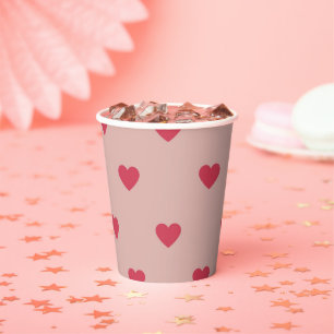 Gobelets En Papier Motif rose Retro Coeur Y2K avec Arrière - plan ros
