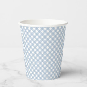 Gobelets En Papier Motif simple bleu En vichy plat minimaliste
