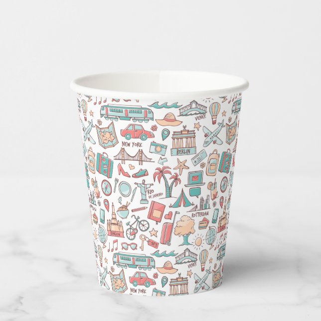 Gobelets En Papier Motif touristique Pastel (Gauche)
