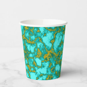 Gobelets En Papier Motif Turquoise et Or