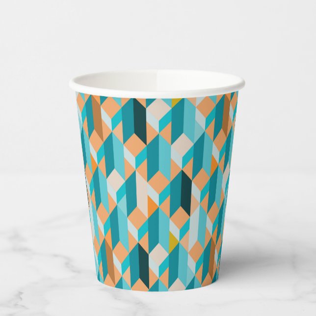 Gobelets En Papier Motif turquoise Et Orange (Gauche)