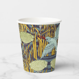 Gobelets En Papier Motif vintage Art nouveau d'oiseau et de marais