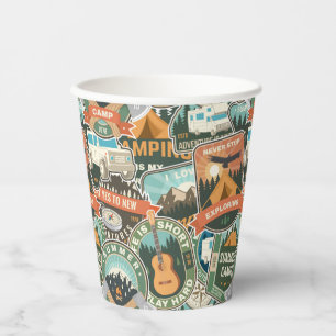 Gobelets En Papier Motif Vintage voyage Explorer