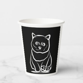 Gobelets En Papier Mystic Cat Head – Minimalist Feline Line Art T-Shi