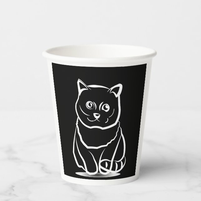 Gobelets En Papier Mystic Cat Head – Minimalist Feline Line Art T-Shi (Recto)