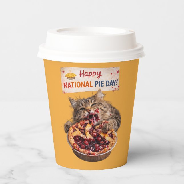 Gobelets En Papier National Pie Day Cat Paper Cups (Recto)
