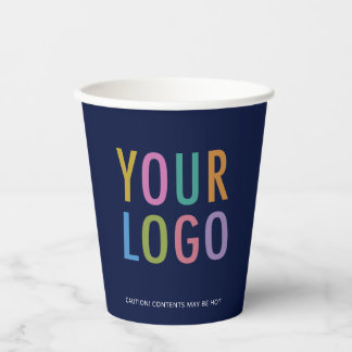 Gobelets En Papier Navy Blue Paper Cups Custom Business Logo 8 oz