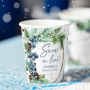 Gobelets En Papier Neige en amour couronne de pins pour la douche de
