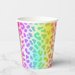 Gobelets En Papier Neon Glow in the Dark, Rainbow Cheetah Print Cup