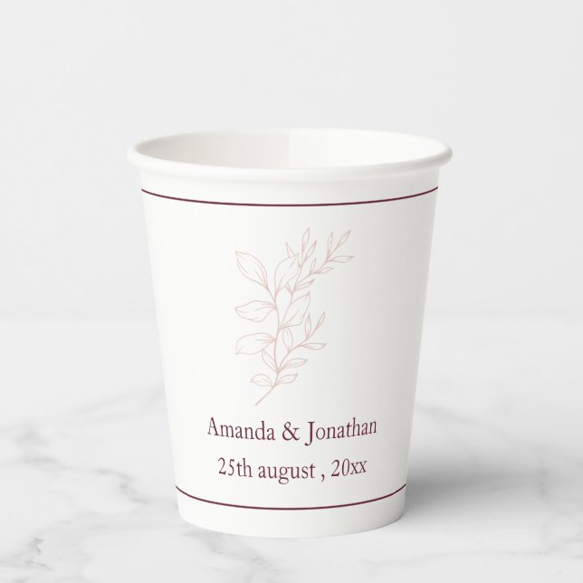 Gobelets En Papier Nettoyer la feuille blanche et rose simple | Maria (Gauche)