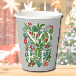 Gobelets En Papier NOEL Berries and Greenery Christmas