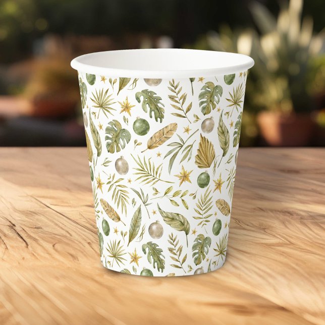 Gobelets En Papier Noël des Feuilles de palmiers tropicaux (Créateur téléchargé)