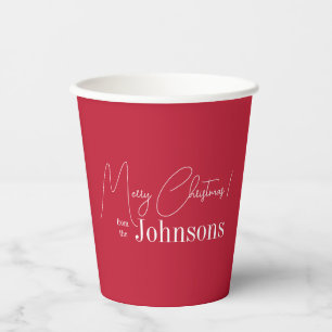 Gobelets En Papier Noël Famille moderne Rouge Joyeux Noël