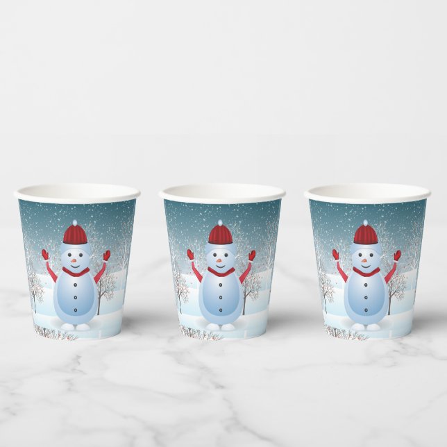 Gobelets En Papier Noël hiver Snowman tasse de papier (Multi)