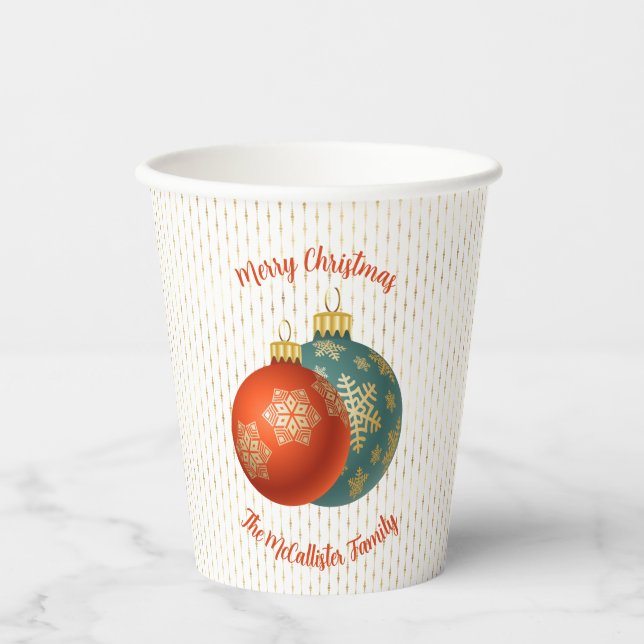 Gobelets En Papier Noël Orange Ornement tasse de papier (Recto)