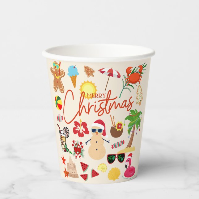 Gobelets En Papier Noël tropical (Recto)