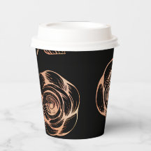 Noir avec Motif Rose de bronze