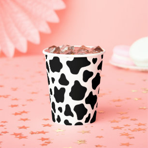 Gobelets En Papier Noir Blanc Vache Motif Cowgirl Thème