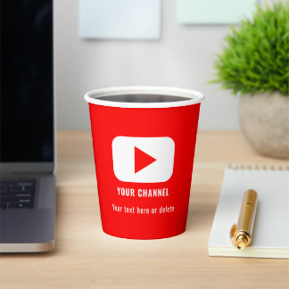 Gobelets En Papier Nom de chaîne Youtube Personnalisé Rouge