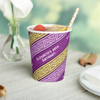 Gobelets En Papier Nom et âge Anniversaire Fête Celtique Frappe pourp