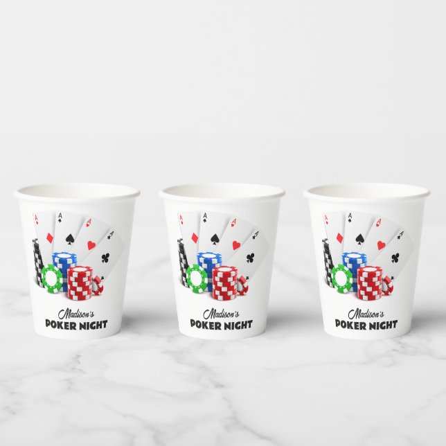 Gobelets En Papier Nom et texte personnalisés Poker / Casino (Multi)