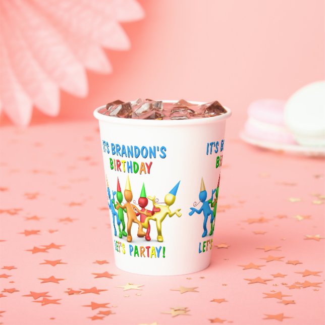 Gobelets En Papier Nom personnalisé C'est mon anniversaire ! Partay ! (Insitu)