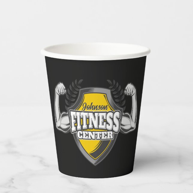 Gobelets En Papier Nom personnalisé Muscle Fitness Trainer Gym (Recto)