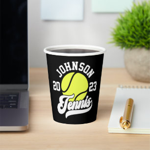 Gobelets En Papier NOM Personnalisé Tennis Lecteur Racket Ball Court