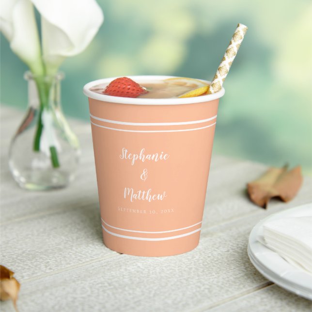 Gobelets En Papier Noms de couple élégant de mariage & date Fête pêch (Insitu)