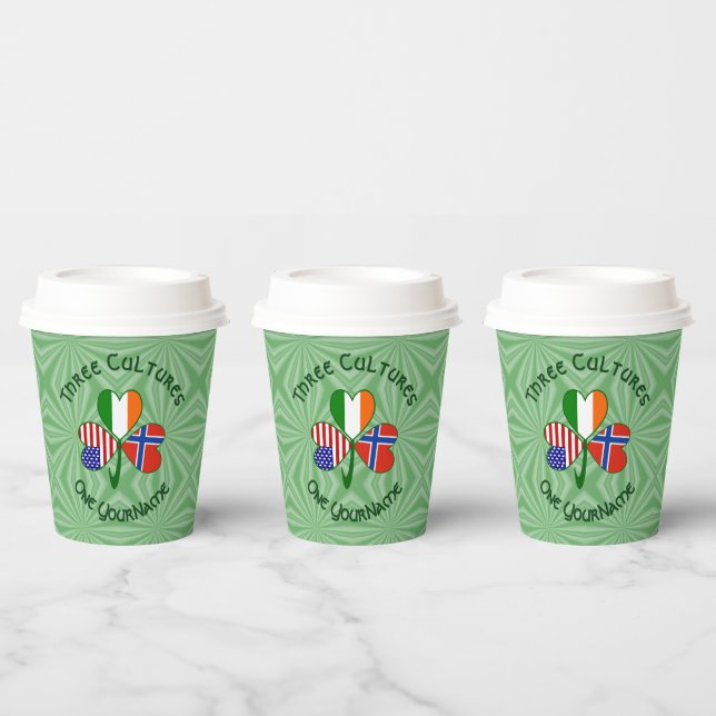 Gobelets En Papier Norwegian Irish American Shamrock Personalize Text (Multi)