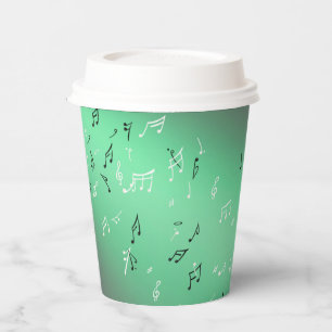 Gobelets En Papier Notes musicales Lune verte