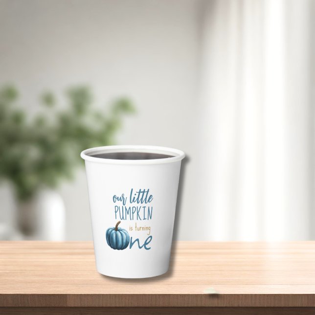 Gobelets En Papier Notre petit Citrouille bleu 1er anniversaire (Créateur téléchargé)