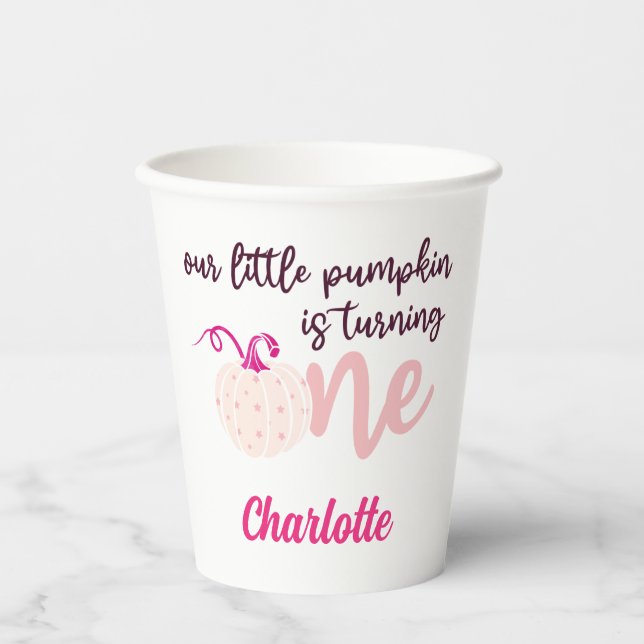Gobelets En Papier notre petit citrouille fait un 1er anniversaire (Recto)