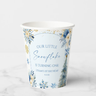 Gobelets En Papier Notre petit Flocon de neige Blue Winter Birday Par