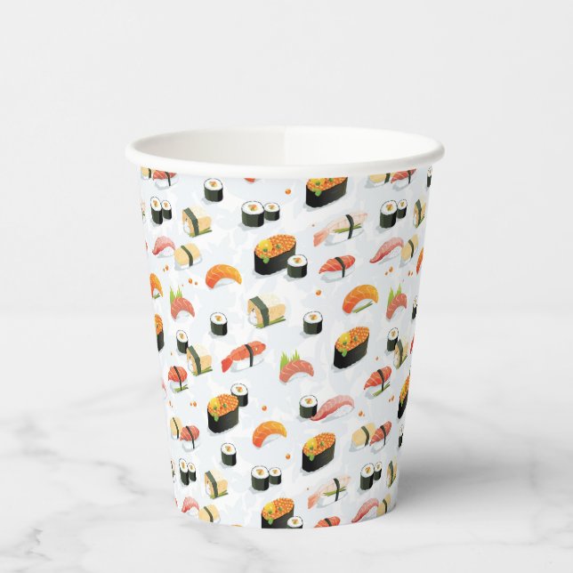 Gobelets En Papier Nourriture japonaise : Motif de sushi (Gauche)