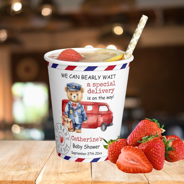 Gobelets En Papier Nous pouvons attendre avant le Baby shower de livr (Créateur téléchargé)