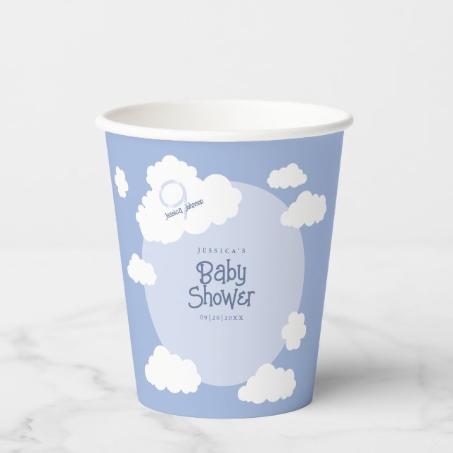 Gobelets En Papier Nuage 9 Neuf Baby shower Whimssal Party Cute Blue (Recto)