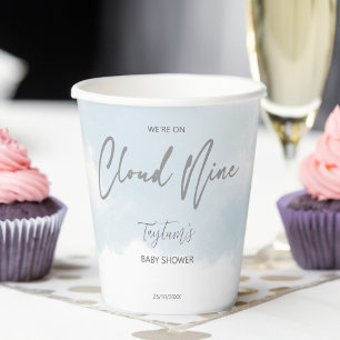 Gobelets En Papier Nuage neuf baby showers gris bleu poussiéreux