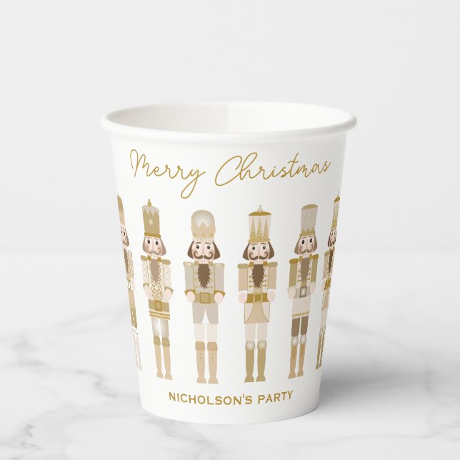 GOBELETS EN PAPIER NUTCRACKERS D'OR NOËL (Gauche)