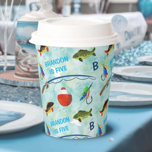 Gobelets En Papier O-Fish-ally, Pêche thème garçon 1er anniversaire (Fishing themed, boy 1st birthday paper cup. O fish ally, little fisherman birthday party theme.
)