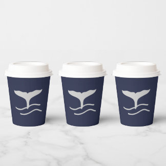 Gobelets En Papier Ocean Whales Tail Outline Marine et Grey Party